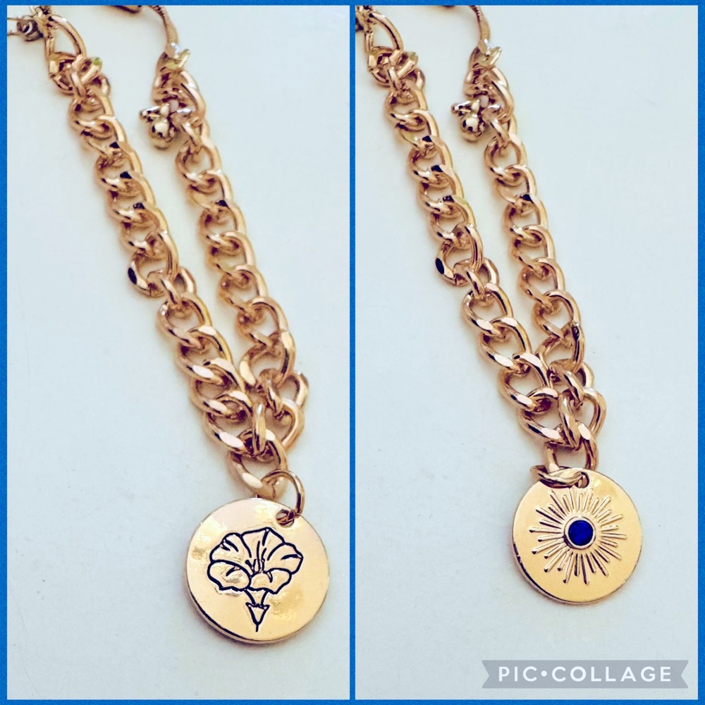 September Birthstone and Flower Charm on a Curb Chain
Slider Bracelet - Gold